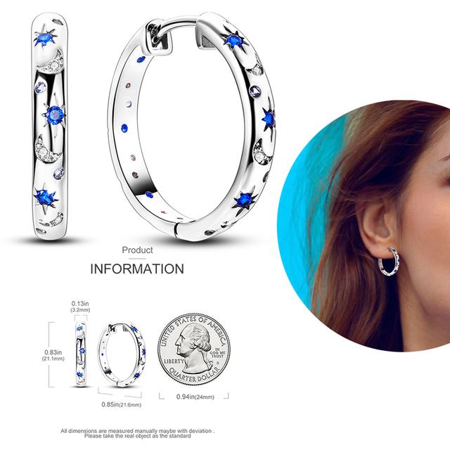 Damen-Creolen aus 925er-Silber, funkelnder Pavé-Cz, luxuriöser edler Schmuck, Geschenk für Hochzeit, Verlobung, Party, schlichter Ohrring von Joom DACH