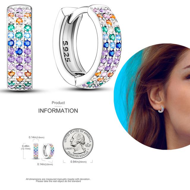 Damen-Creolen aus 925er-Silber, funkelnder Pavé-Cz, luxuriöser edler Schmuck, Geschenk für Hochzeit, Verlobung, Party, schlichter Ohrring von Joom DACH