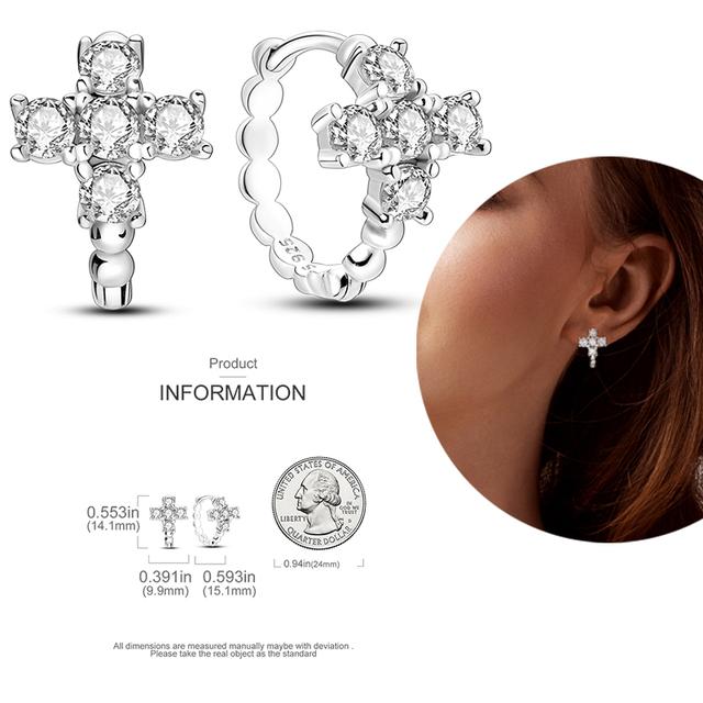 Damen-Creolen aus 925er-Silber, funkelnder Pavé-Cz, luxuriöser edler Schmuck, Geschenk für Hochzeit, Verlobung, Party, schlichter Ohrring von Joom DACH