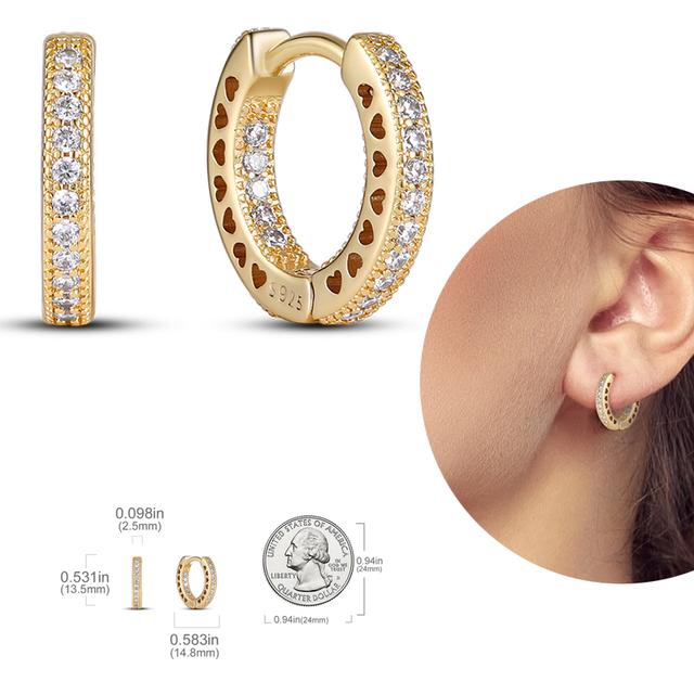 Damen-Creolen aus 925er-Silber, funkelnder Pavé-Cz, luxuriöser edler Schmuck, Geschenk für Hochzeit, Verlobung, Party, schlichter Ohrring von Joom DACH