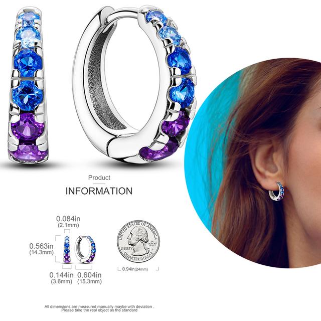 Damen-Creolen aus 925er-Silber, funkelnder Pavé-Cz, luxuriöser edler Schmuck, Geschenk für Hochzeit, Verlobung, Party, schlichter Ohrring von Joom DACH