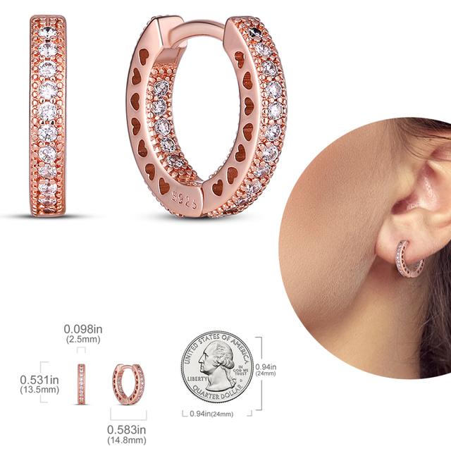 Damen-Creolen aus 925er-Silber, funkelnder Pavé-Cz, luxuriöser edler Schmuck, Geschenk für Hochzeit, Verlobung, Party, schlichter Ohrring von Joom DACH