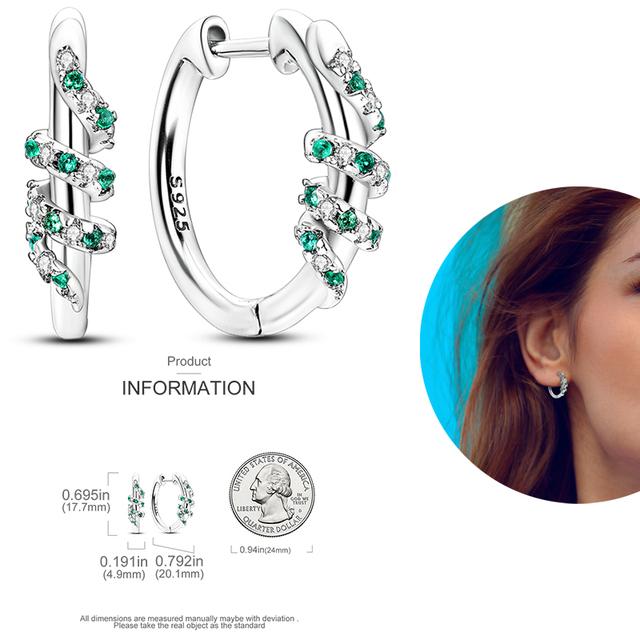 Damen-Creolen aus 925er-Silber, funkelnder Pavé-Cz, luxuriöser edler Schmuck, Geschenk für Hochzeit, Verlobung, Party, schlichter Ohrring von Joom DACH