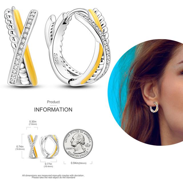 Damen-Creolen aus 925er-Silber, funkelnder Pavé-Cz, luxuriöser edler Schmuck, Geschenk für Hochzeit, Verlobung, Party, schlichter Ohrring von Joom DACH