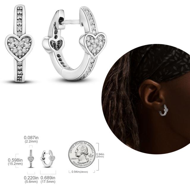 Damen-Creolen aus 925er-Silber, funkelnder Pavé-Cz, luxuriöser edler Schmuck, Geschenk für Hochzeit, Verlobung, Party, schlichter Ohrring von Joom DACH