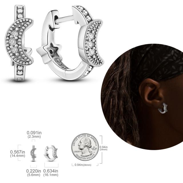 Damen-Creolen aus 925er-Silber, funkelnder Pavé-Cz, luxuriöser edler Schmuck, Geschenk für Hochzeit, Verlobung, Party, schlichter Ohrring von Joom DACH