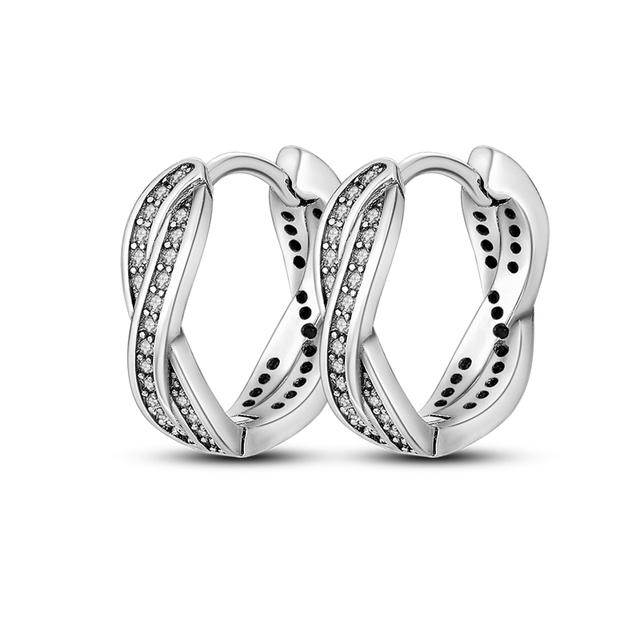 Damen-Creolen aus 925er-Silber, funkelnder Pavé-Cz, luxuriöser edler Schmuck, Geschenk für Hochzeit, Verlobung, Party, schlichter Ohrring von Joom DACH