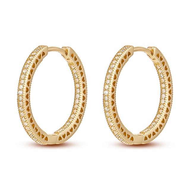 Damen-Creolen aus 925er-Silber, funkelnder Pavé-Cz, luxuriöser edler Schmuck, Geschenk für Hochzeit, Verlobung, Party, schlichter Ohrring von Joom DACH