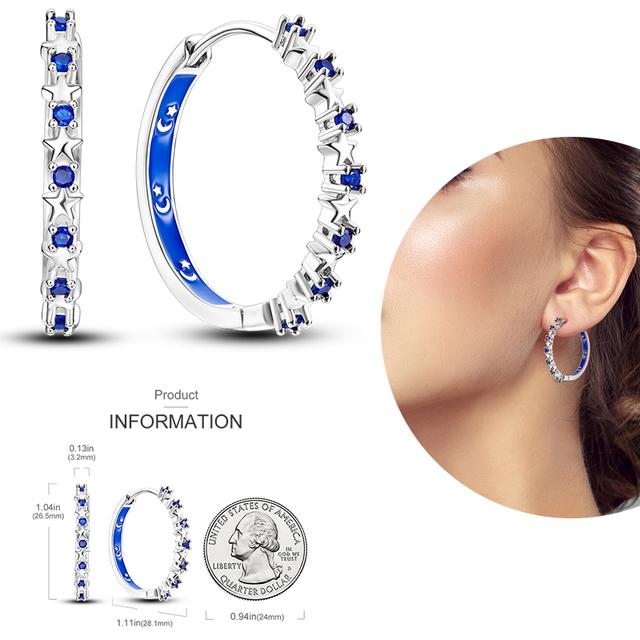 Damen-Creolen aus 925er-Silber, funkelnder Pavé-Cz, luxuriöser edler Schmuck, Geschenk für Hochzeit, Verlobung, Party, schlichter Ohrring von Joom DACH