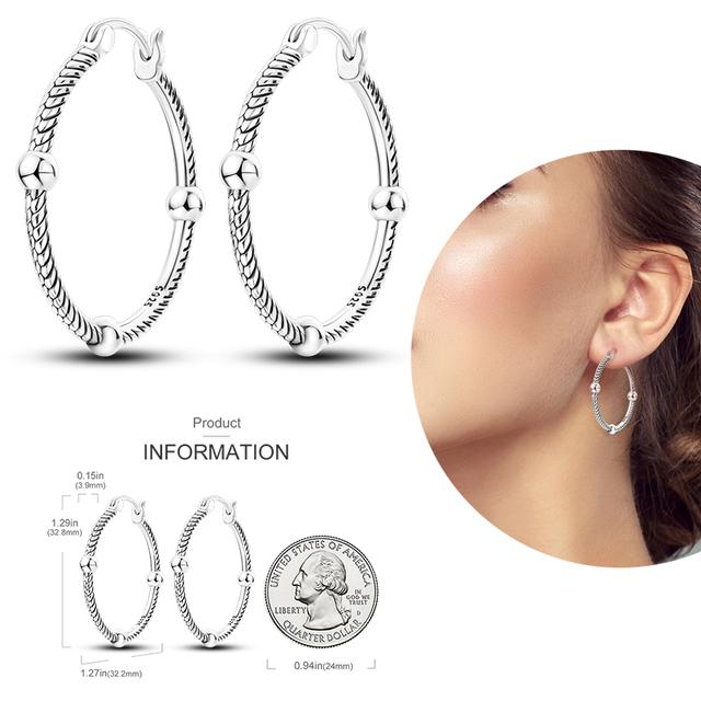 Damen-Creolen aus 925er-Silber, funkelnder Pavé-Cz, luxuriöser edler Schmuck, Geschenk für Hochzeit, Verlobung, Party, schlichter Ohrring von Joom DACH