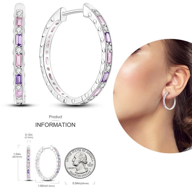 Damen-Creolen aus 925er-Silber, funkelnder Pavé-Cz, luxuriöser edler Schmuck, Geschenk für Hochzeit, Verlobung, Party, schlichter Ohrring von Joom DACH