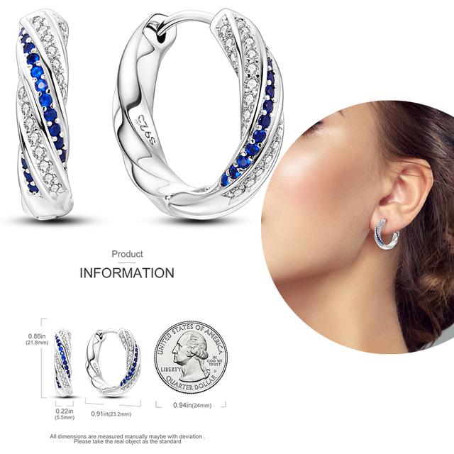 Damen-Creolen aus 925er-Silber, funkelnder Pavé-Cz, luxuriöser edler Schmuck, Geschenk für Hochzeit, Verlobung, Party, schlichter Ohrring von Joom DACH