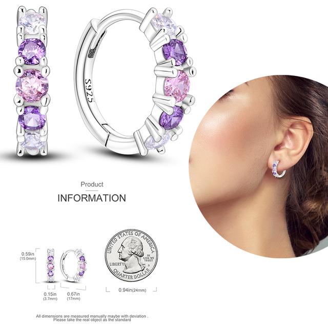 Damen-Creolen aus 925er-Silber, funkelnder Pavé-Cz, luxuriöser edler Schmuck, Geschenk für Hochzeit, Verlobung, Party, schlichter Ohrring von Joom DACH