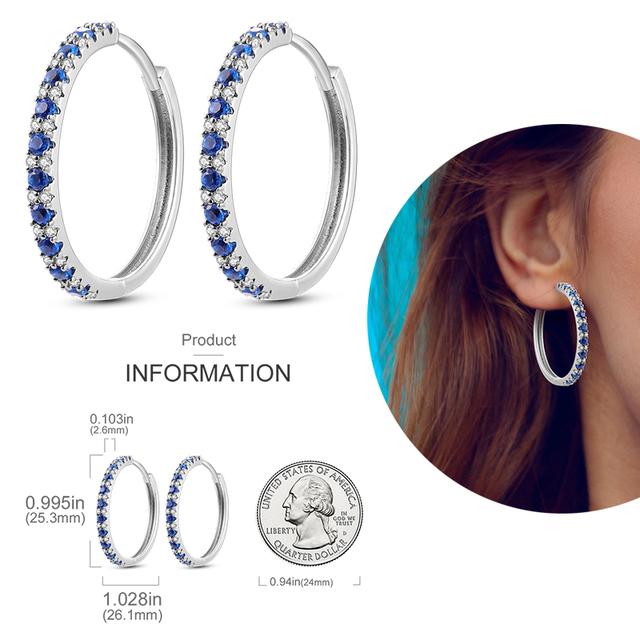 Damen-Creolen aus 925er-Silber, funkelnder Pavé-Cz, luxuriöser edler Schmuck, Geschenk für Hochzeit, Verlobung, Party, schlichter Ohrring von Joom DACH