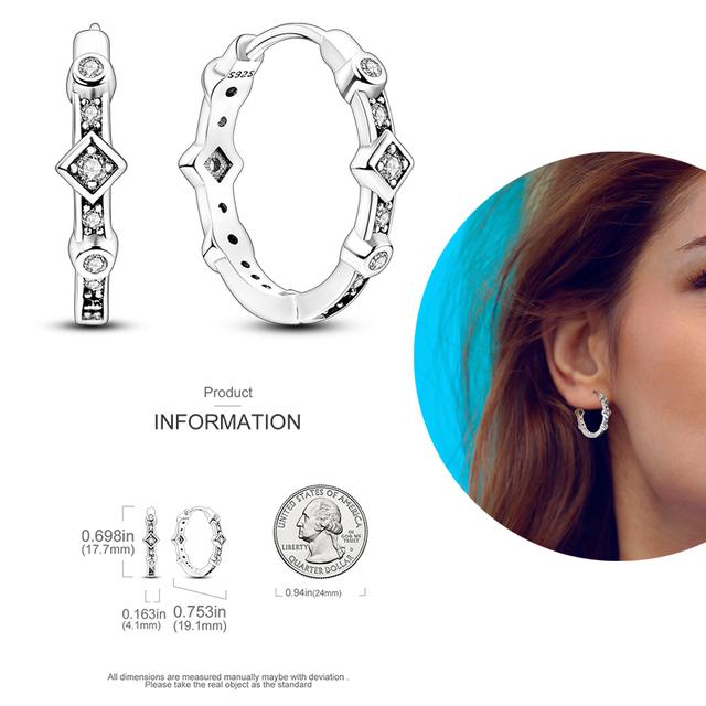 Damen-Creolen aus 925er-Silber, funkelnder Pavé-Cz, luxuriöser edler Schmuck, Geschenk für Hochzeit, Verlobung, Party, schlichter Ohrring von Joom DACH