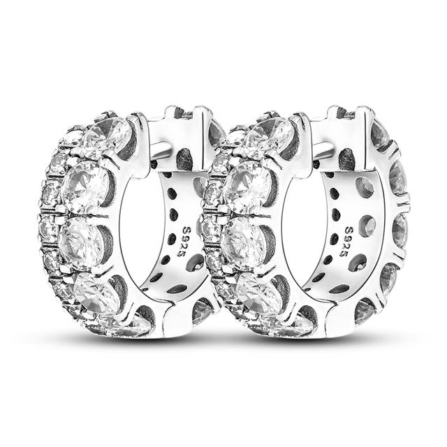 Damen-Creolen aus 925er-Silber, funkelnder Pavé-Cz, luxuriöser edler Schmuck, Geschenk für Hochzeit, Verlobung, Party, schlichter Ohrring von Joom DACH