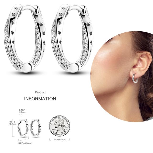 Damen-Creolen aus 925er-Silber, funkelnder Pavé-Cz, luxuriöser edler Schmuck, Geschenk für Hochzeit, Verlobung, Party, schlichter Ohrring von Joom DACH