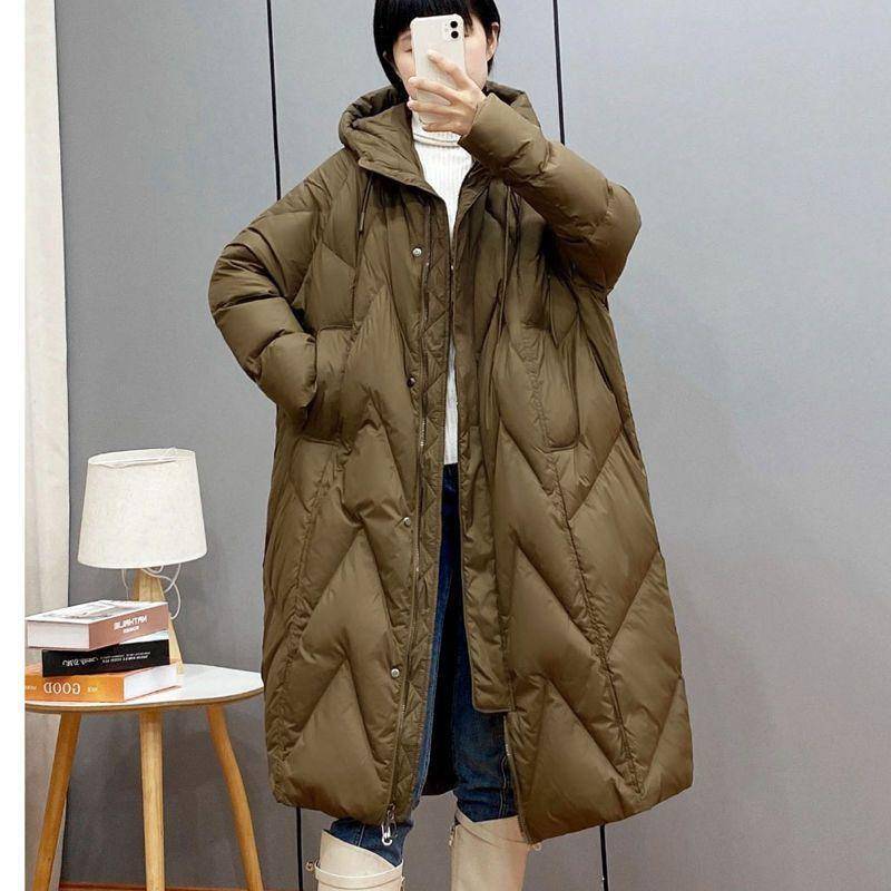 Damen Daunen Baumwollmantel Winterjacke Damen Lockerer Parka Lang mit Kapuze Oberbekleidung Warm Dick Schneeanzug Baumwollübermantel Damen XL kaffeebraun von Joom DACH