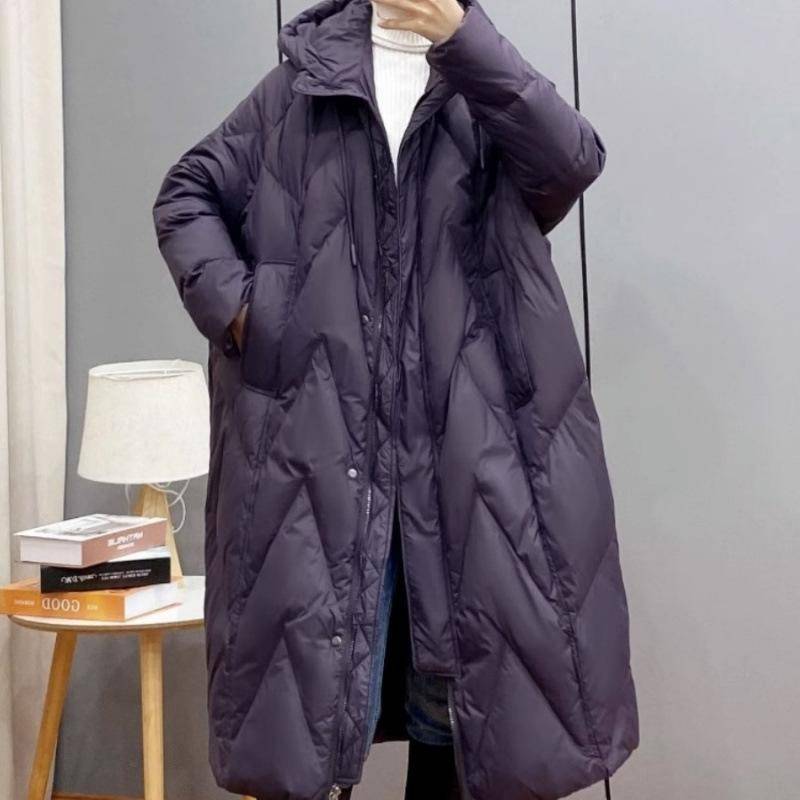 Damen Daunen Baumwollmantel Winterjacke Damen Lockerer Parka Lang mit Kapuze Oberbekleidung Warm Dick Schneeanzug Baumwollübermantel Damen XL violett von Joom DACH