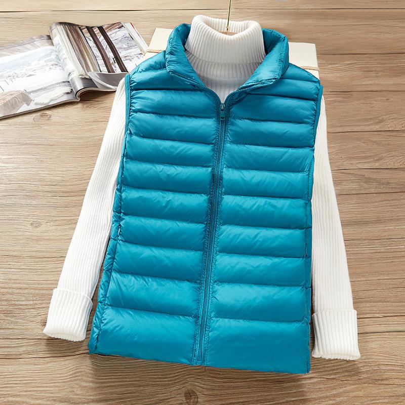 Damen Daunenjacke Weste Winter Ärmellose Weste Warm Leichte Jacke Weibliche Oberteile Oberbekleidung 7XL blau von Joom DACH