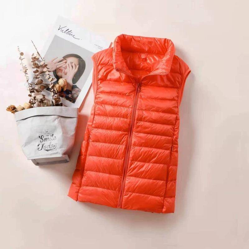 Damen Daunenjacke Weste Winter Ärmellose Weste Warm Leichte Jacke Weibliche Oberteile Oberbekleidung 7XL orange von Joom DACH