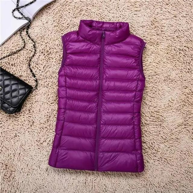 Damen Daunenjacke Weste Winter Ärmellose Weste Warm Leichte Jacke Weibliche Oberteile Oberbekleidung 7XL violett von Joom DACH