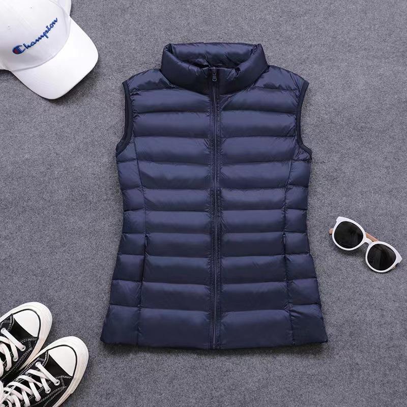 Damen Daunenjacke Weste Winter Ärmellose Weste Warm Leichte Jacke Weibliche Oberteile Oberbekleidung XXXXXXL navy blau von Joom DACH