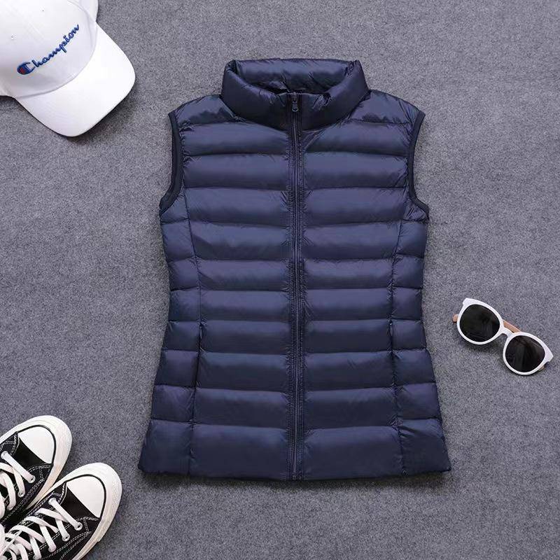 Damen Daunenjacke Weste Winter Ärmellose Weste Warm Leichte Jacke Weibliche Oberteile Oberbekleidung XXXXXXL navy blau von Joom DACH