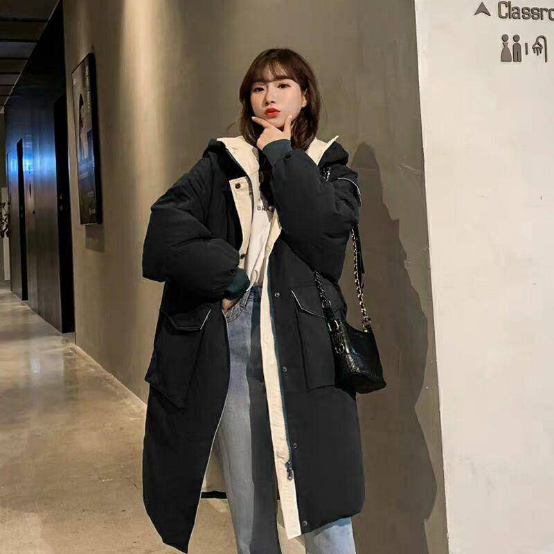 Damen Daunenmantel Winter Gepolsterte Jacke Koreanische Lose Dicken Mantel Brot Mantel Gepolsterte Jacke S schwarz von Joom DACH