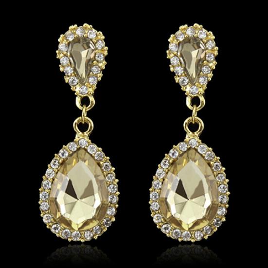 Damen Deluxe Wassertropfen Kristall Strass Ohrhänger Hochzeit Brautschmuck von Joom DACH