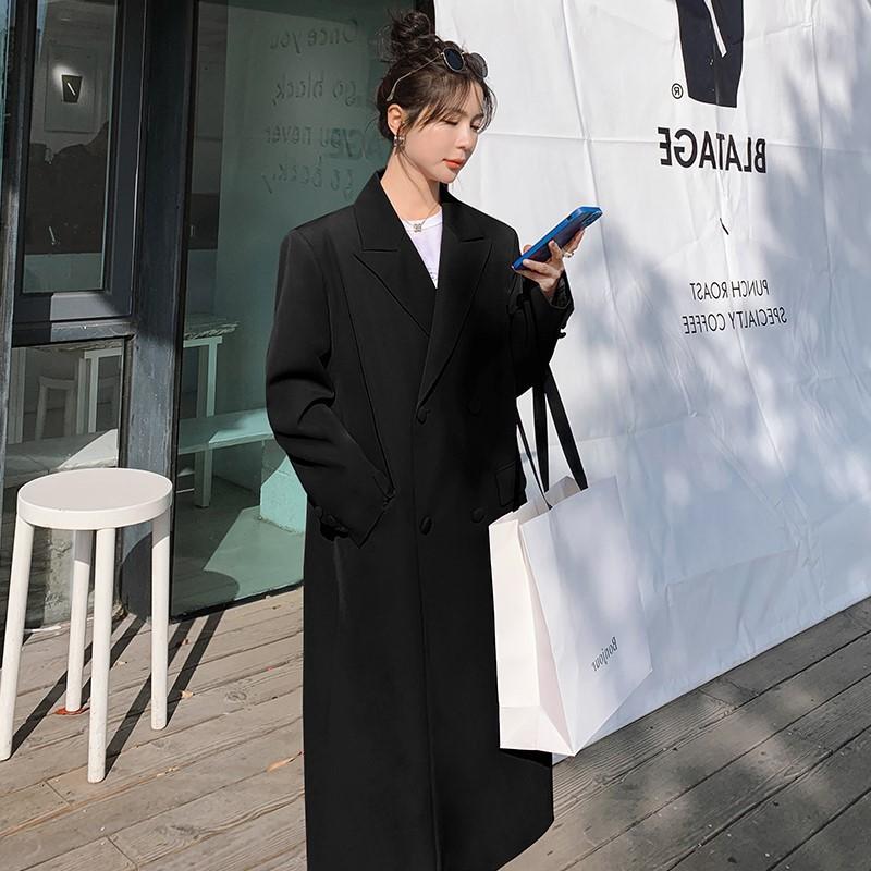 Damen Design Lila Anzug Windjacke Damen Frühling und Herbst Locker Lässig Temperament Langer Mantel XL schwarz von Joom DACH