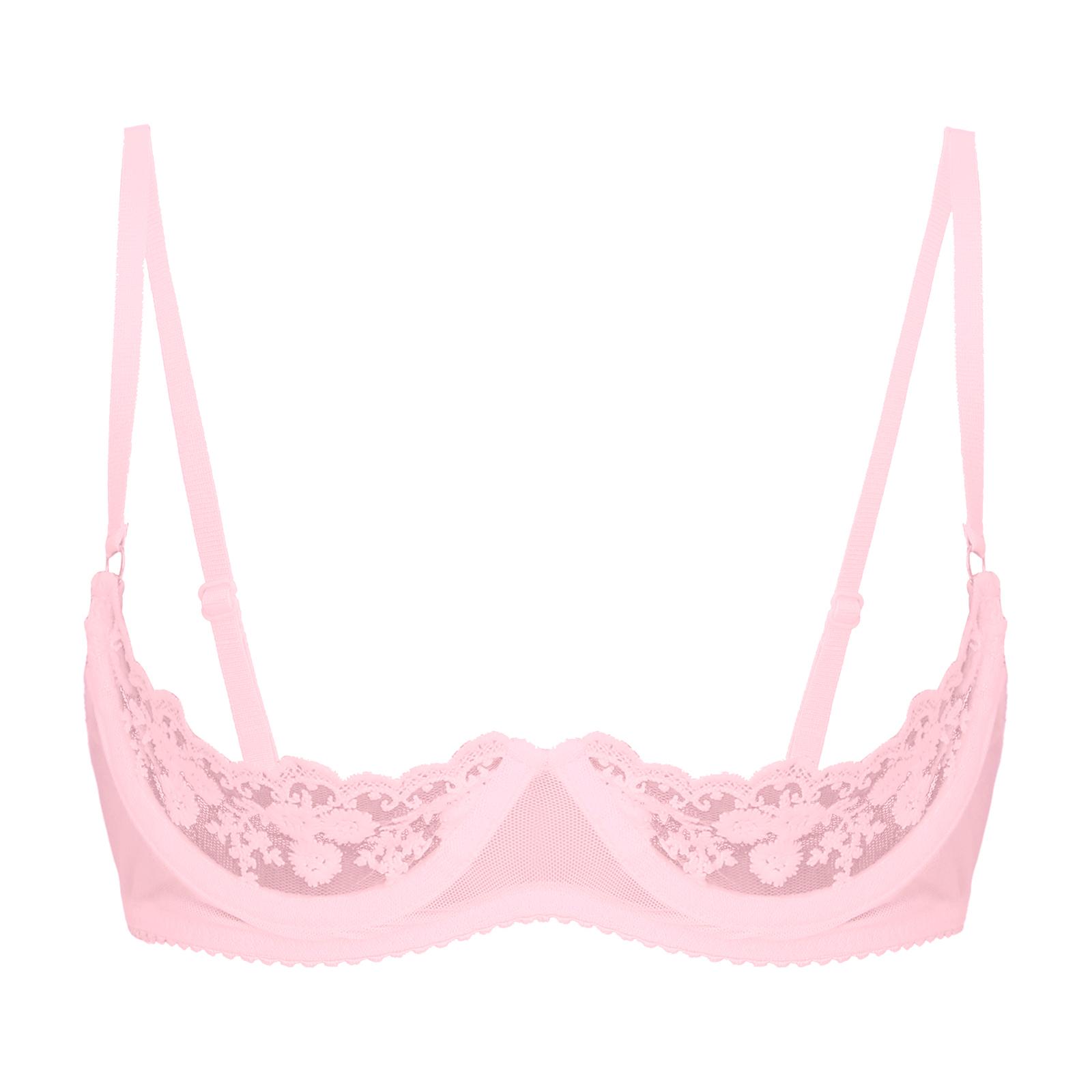 Damen Dessous Transparente Blumenspitze 1/4 Cup Bügel-BH Unterwäsche Aushöhlen Bralette M von Joom DACH