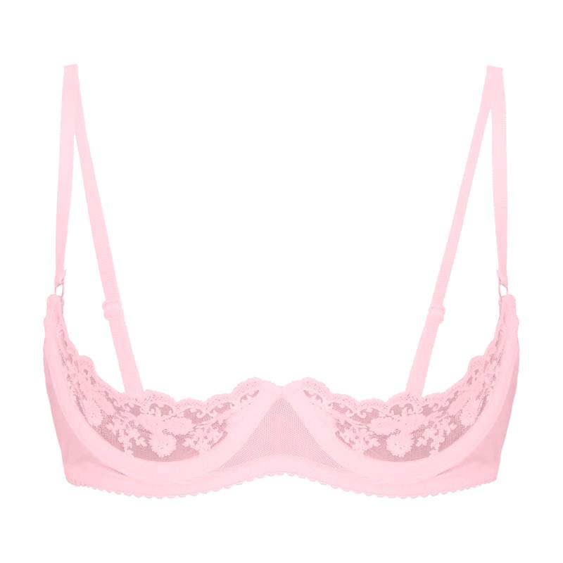 Damen Dessous Transparente Blumenspitze 1/4 Cup Bügel-BH Unterwäsche Aushöhlen Bralette M von Joom DACH