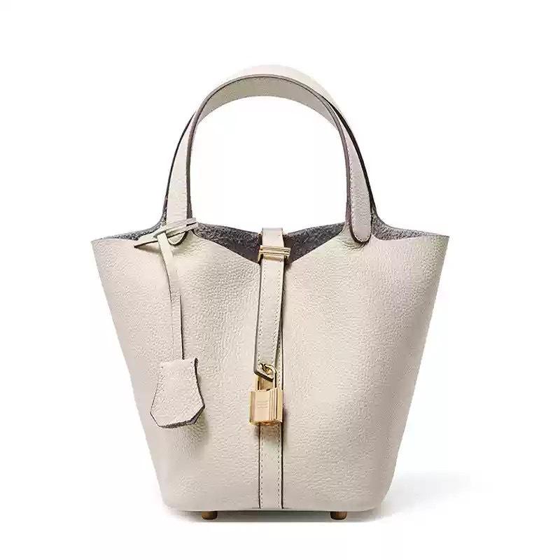 Damen Echte Leder Bucket Bag - Oberste Schicht Rindsleder, Vielseitige Gemüsekorb Handtasche 22CM von Joom DACH