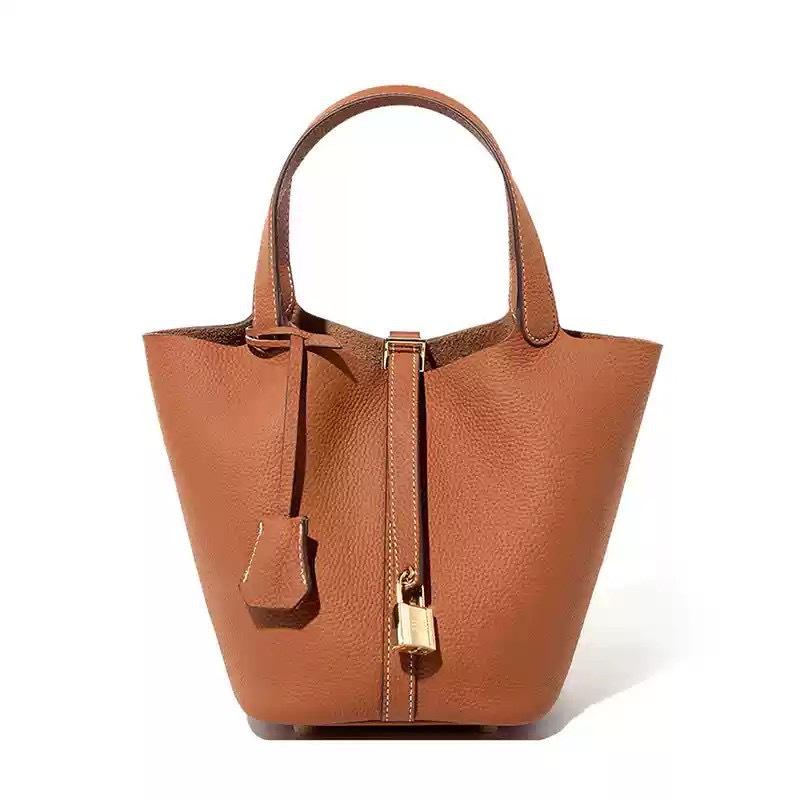 Damen Echte Leder Bucket Bag - Oberste Schicht Rindsleder, Vielseitige Gemüsekorb Handtasche 22CM von Joom DACH