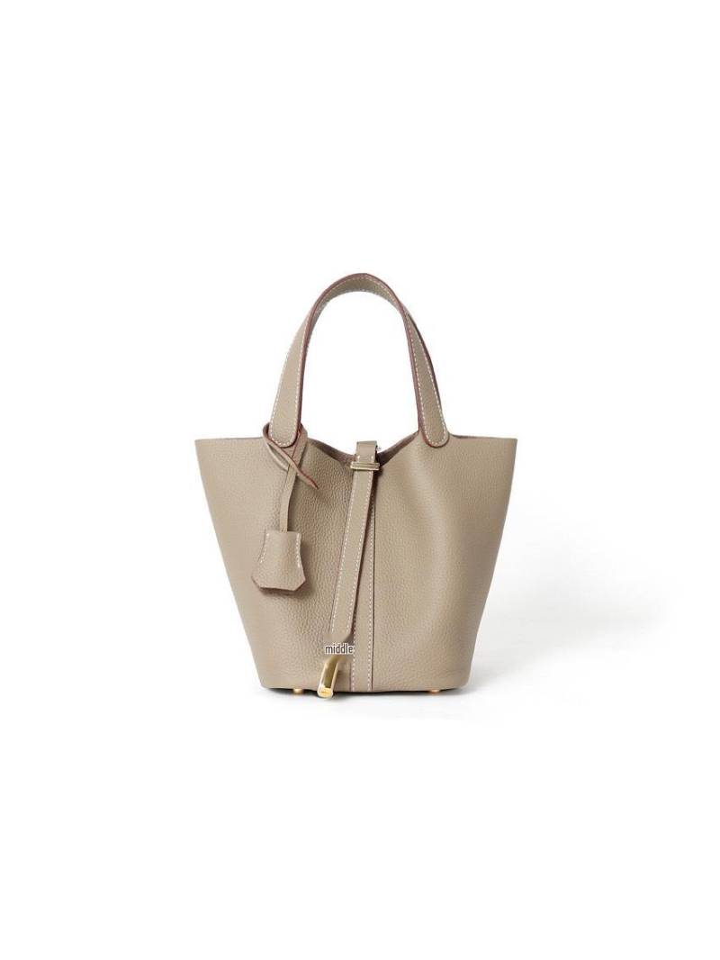 Damen Echte Leder Bucket Bag - Oberste Schicht Rindsleder, Vielseitige Gemüsekorb Handtasche 22CM von Joom DACH