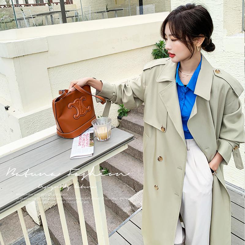 Damen Eichenfarbener Trenchcoat Herbst Neu Mittel und Lang Knielanger Mantel XL von Joom DACH