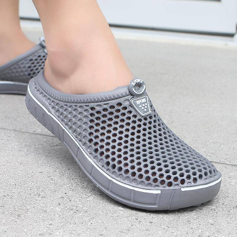 Damen Einfarbig Flache Hausschuhe Slipper Runde Zehenpartie Rutschfest Outdoor Freizeit Schuhe Strandschuhe für Frühling und Sommer 39 grau von Joom DACH