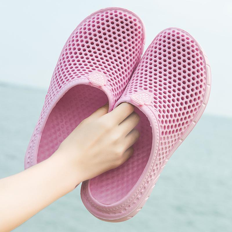 Damen Einfarbig Flache Hausschuhe Slipper Runde Zehenpartie Rutschfest Outdoor Freizeit Schuhe Strandschuhe für Frühling und Sommer 42 rosa von Joom DACH