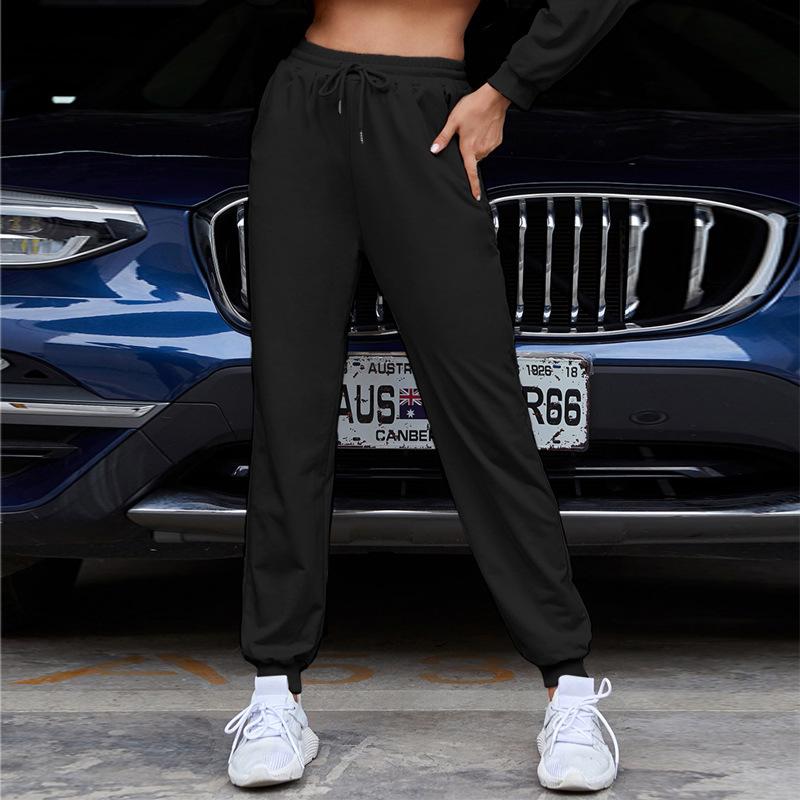Damen Einfarbige Damenhose Tasche Lange Jogginghose Fleece Jogginghose Sporthose Lässige Mode Lose Schwarz Rot L schwarz von Joom DACH