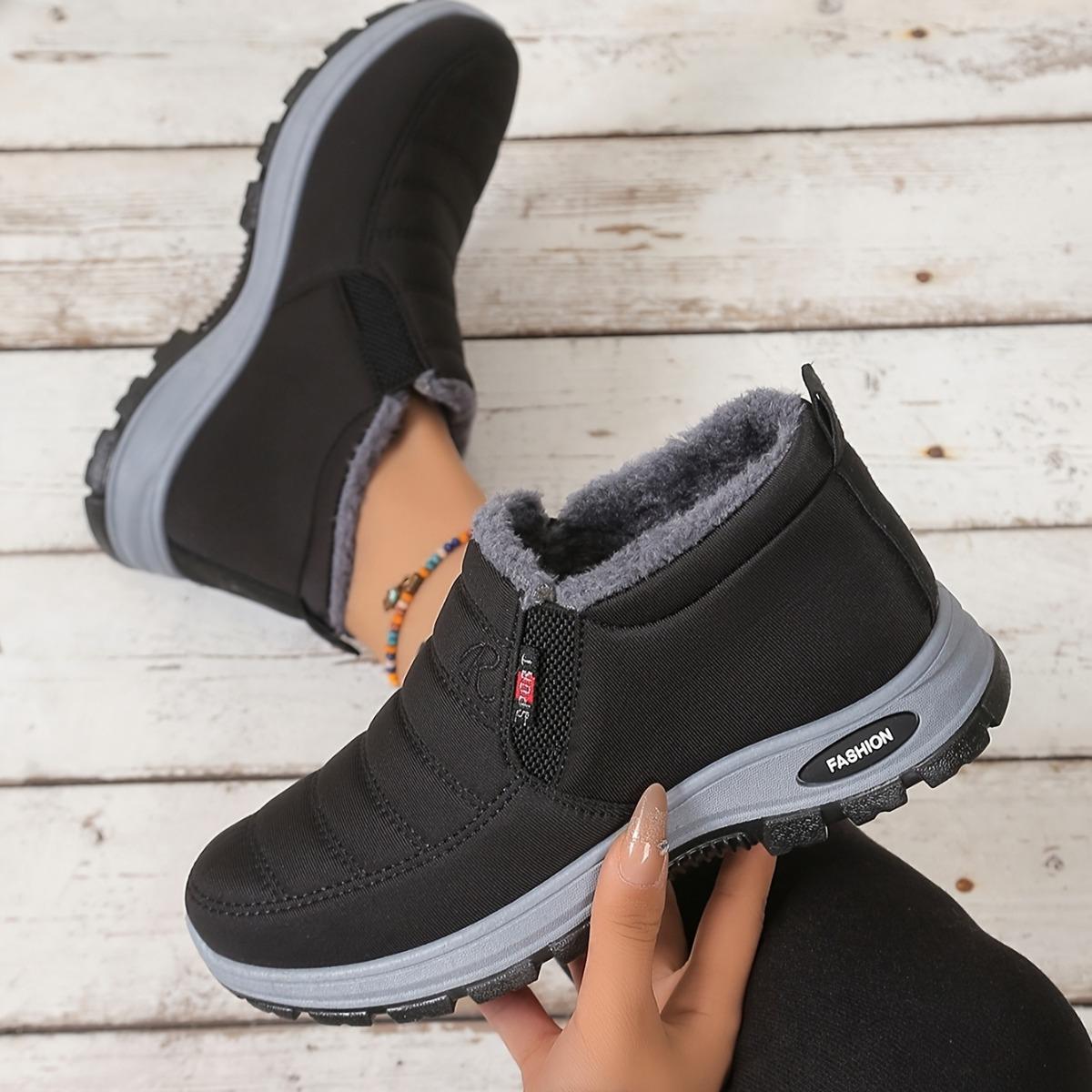 Damen Einfarbige Flauschige Stiefel, Dicksohlige Weichsohlige Winter Warme Futterstiefel, Rutschfeste Warme Kurze Stiefel 40 schwarz von Joom DACH