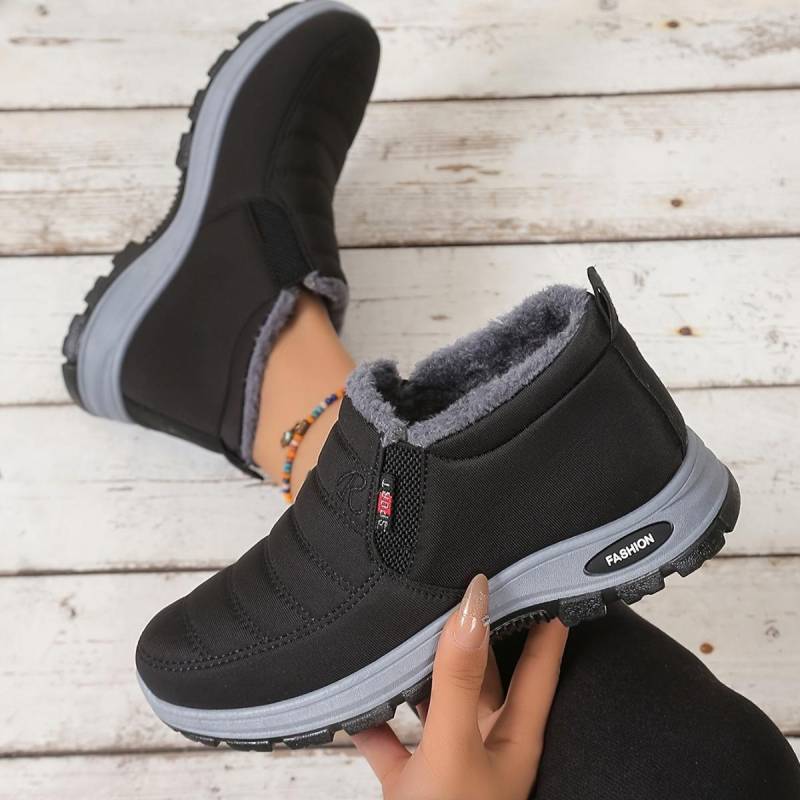 Damen Einfarbige Flauschige Stiefel, Dicksohlige Weichsohlige Winter Warme Futterstiefel, Rutschfeste Warme Kurze Stiefel 40 schwarz von Joom DACH