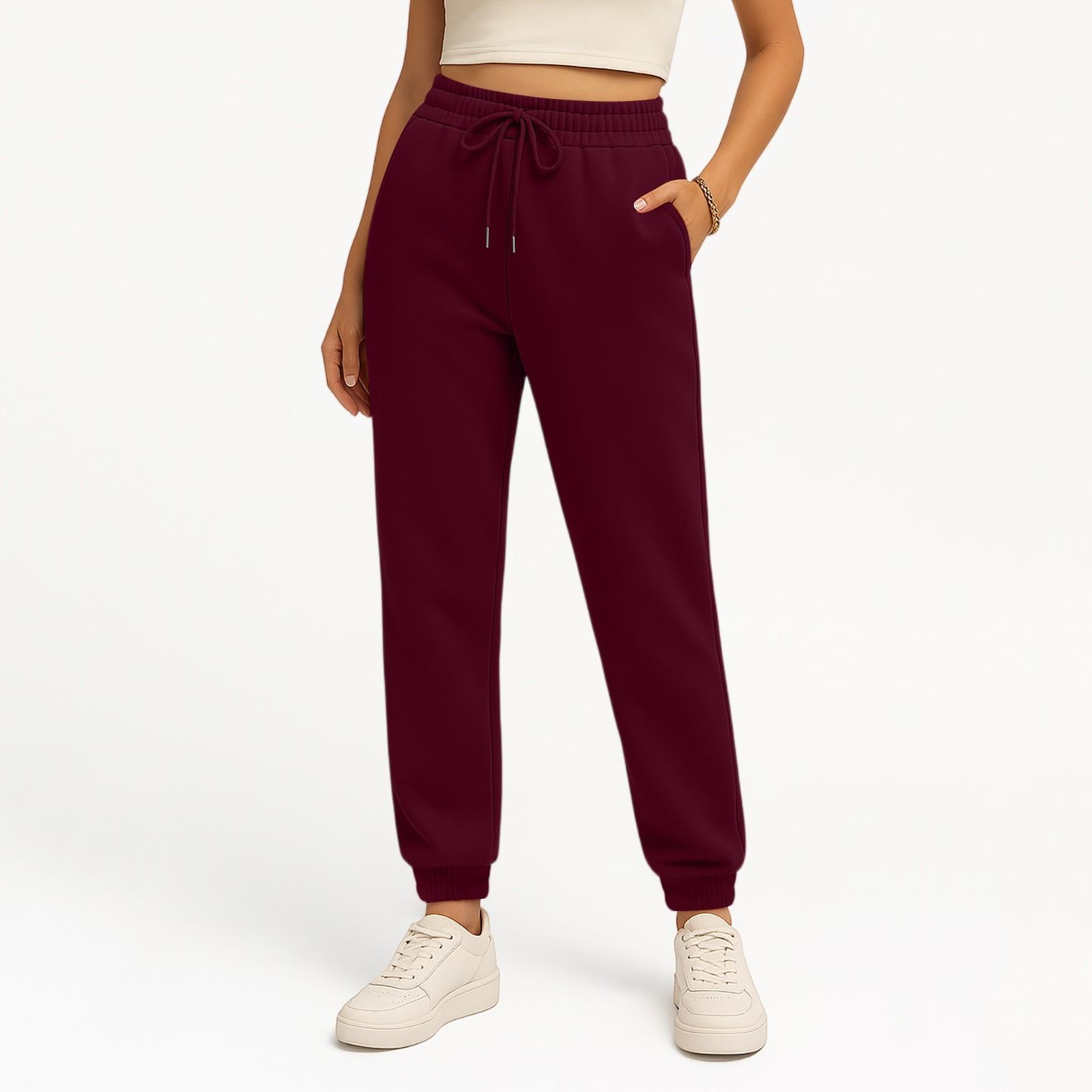 Damen Elastischer Bund Manschetten Hose Hose Sommer Locker Geschnitten Wander Jogginghose Mit Tasche XXL von Joom DACH
