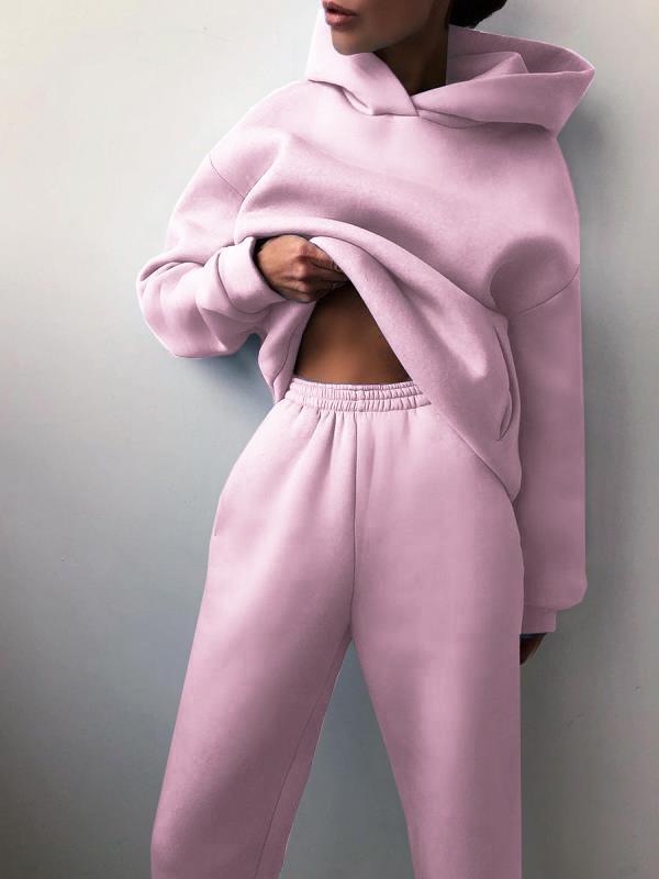 Damen Elegante Feste Sets Für Damen Warme Hoodie Sweatshirts Und Lange Hose Mode Zweiteilige Sets Damen Sweatshirt Anzüge XL rosa von Joom DACH