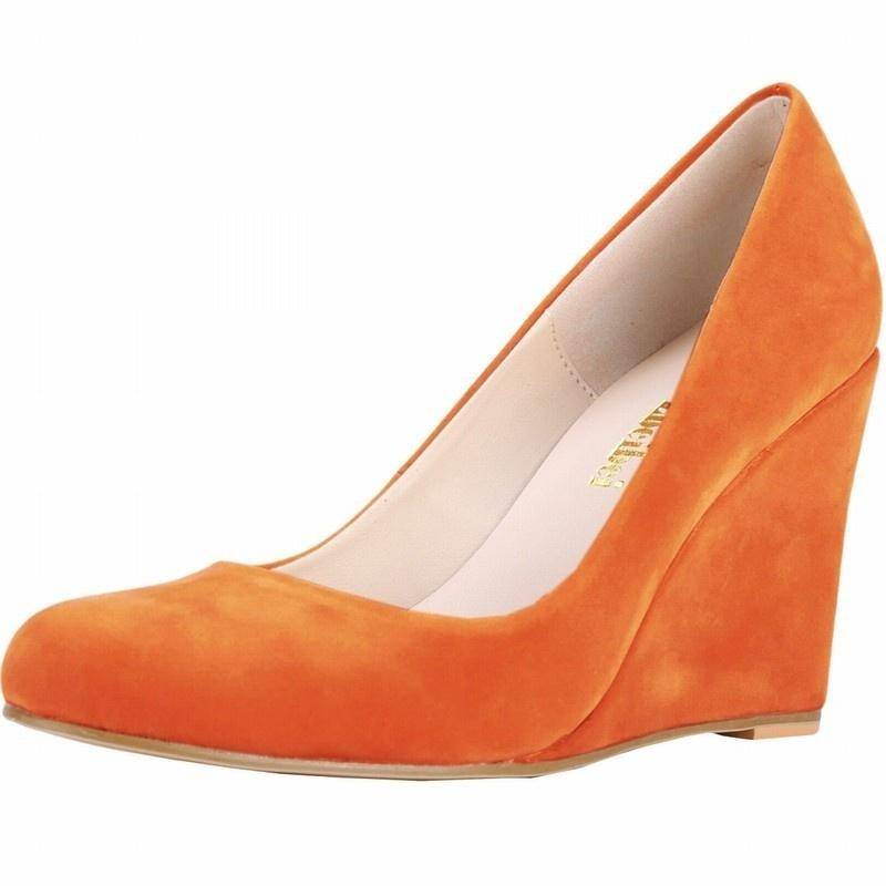 Damen Elegante Pumps Samt Leder Keilabsatz Plateau High Heels Court Hochzeit Freizeitschuhe Schuh 38 orange von Joom DACH