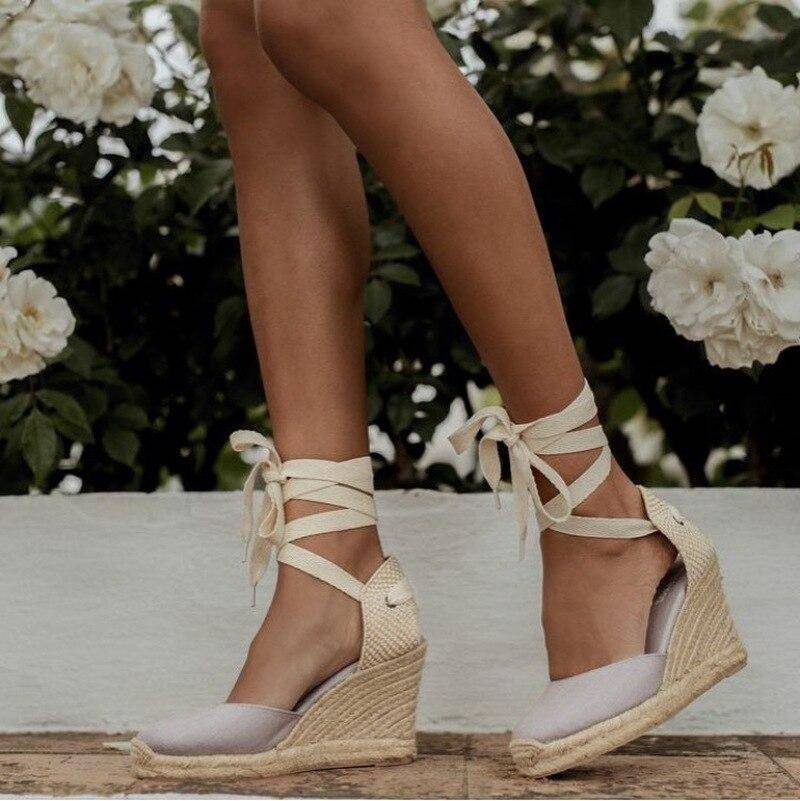 Damen-Espadrille-Sandalen mit Knöchelriemen, bequeme Hausschuhe, Damen-Freizeitschuhe, atmungsaktive Flachs-Hanf-Canvas-Pumps 36 rot von Joom DACH