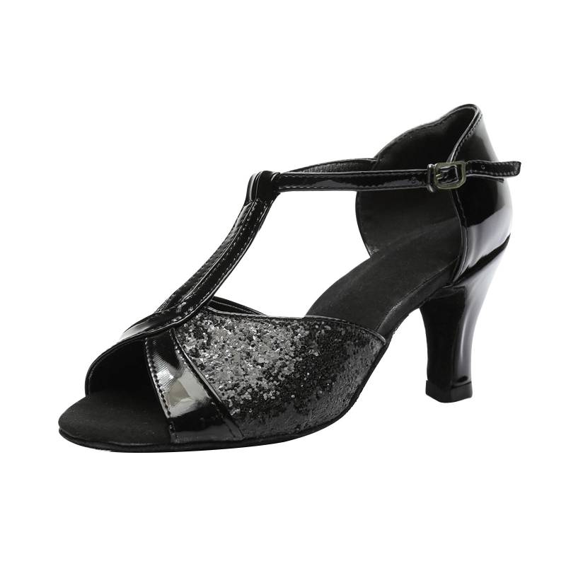 Damen Farbe Mode Rumba Walzer Prom Ballsaal Latein Tanzschuhe Sandalen 39 schwarz von Joom DACH