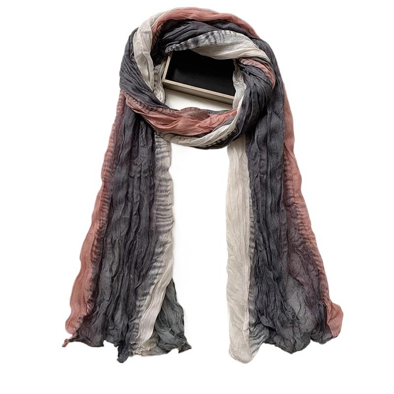 Damen Farbverlauf Knitter Schal - Leichter, Weicher, Atmungsaktiver Schal - Lange Stola, Retro Ethno Stil Schal, Böhmischer Strandresort Stola Schal von Joom DACH