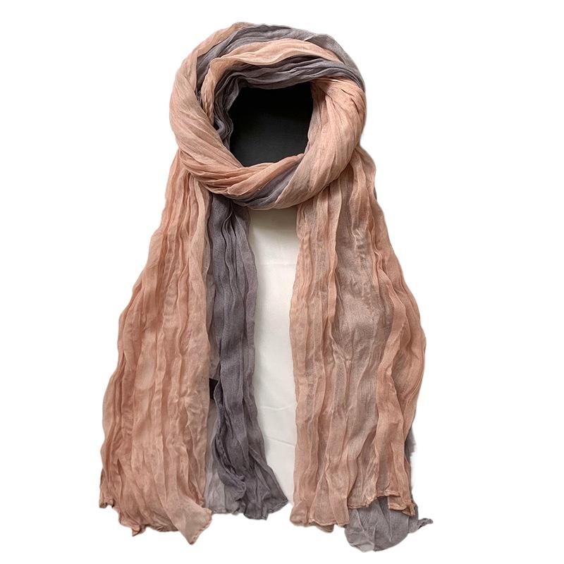 Damen Farbverlauf Knitter Schal - Leichter, Weicher, Atmungsaktiver Schal - Lange Stola, Retro Ethno Stil Schal, Böhmischer Strandresort Stola Schal von Joom DACH