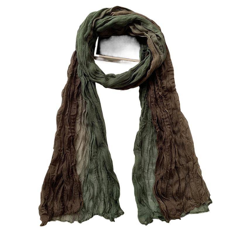 Damen Farbverlauf Knitter Schal - Leichter, Weicher, Atmungsaktiver Schal - Lange Stola, Retro Ethno Stil Schal, Böhmischer Strandresort Stola Schal von Joom DACH